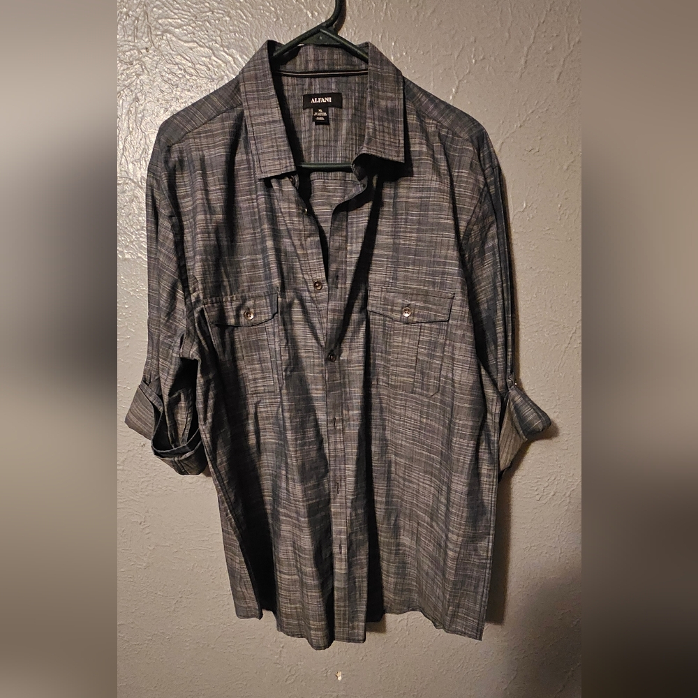 Alfani Men's Plaid Button-Up Shirt - Gray